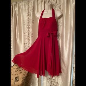 Xmas present Dress! Stunning Red formal corset back halter dress WOW!